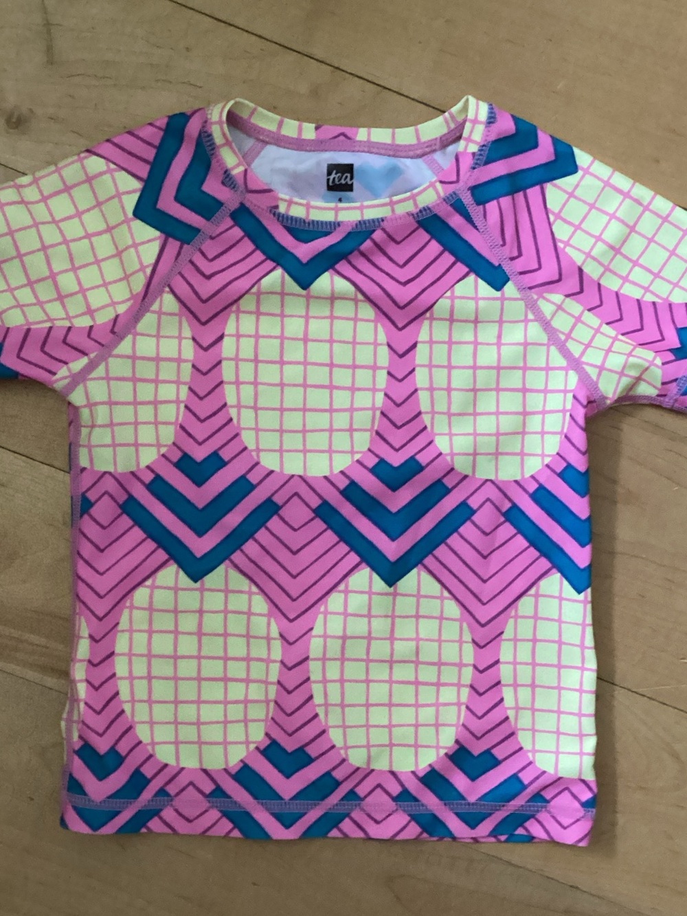 Tea Collection Pink, Yellow & Teal Geometric Girls' Rash Guard